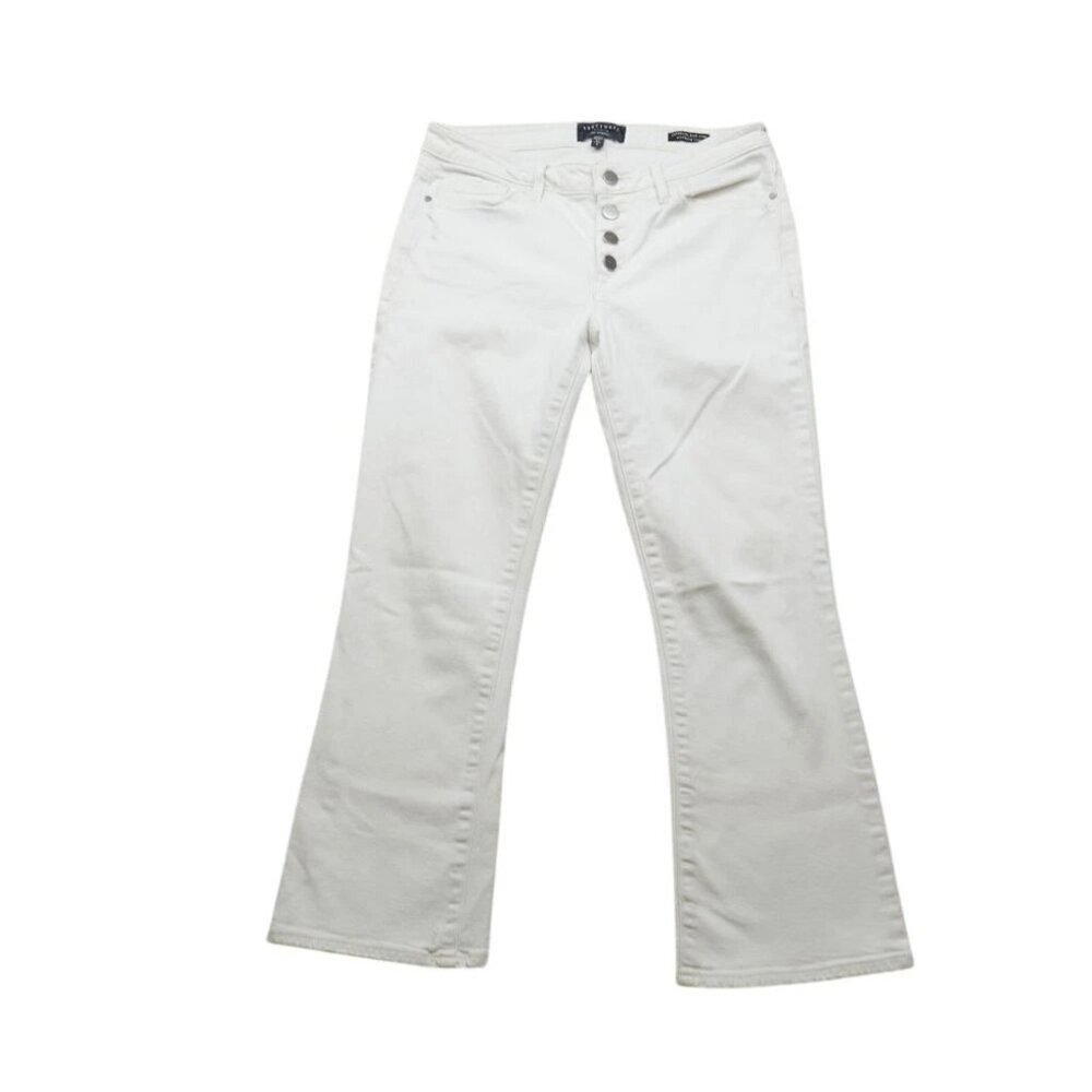 Sanctuary‎ Jeans Womens Connector Kick Crop Button Fly White Denim Pants SZ 31